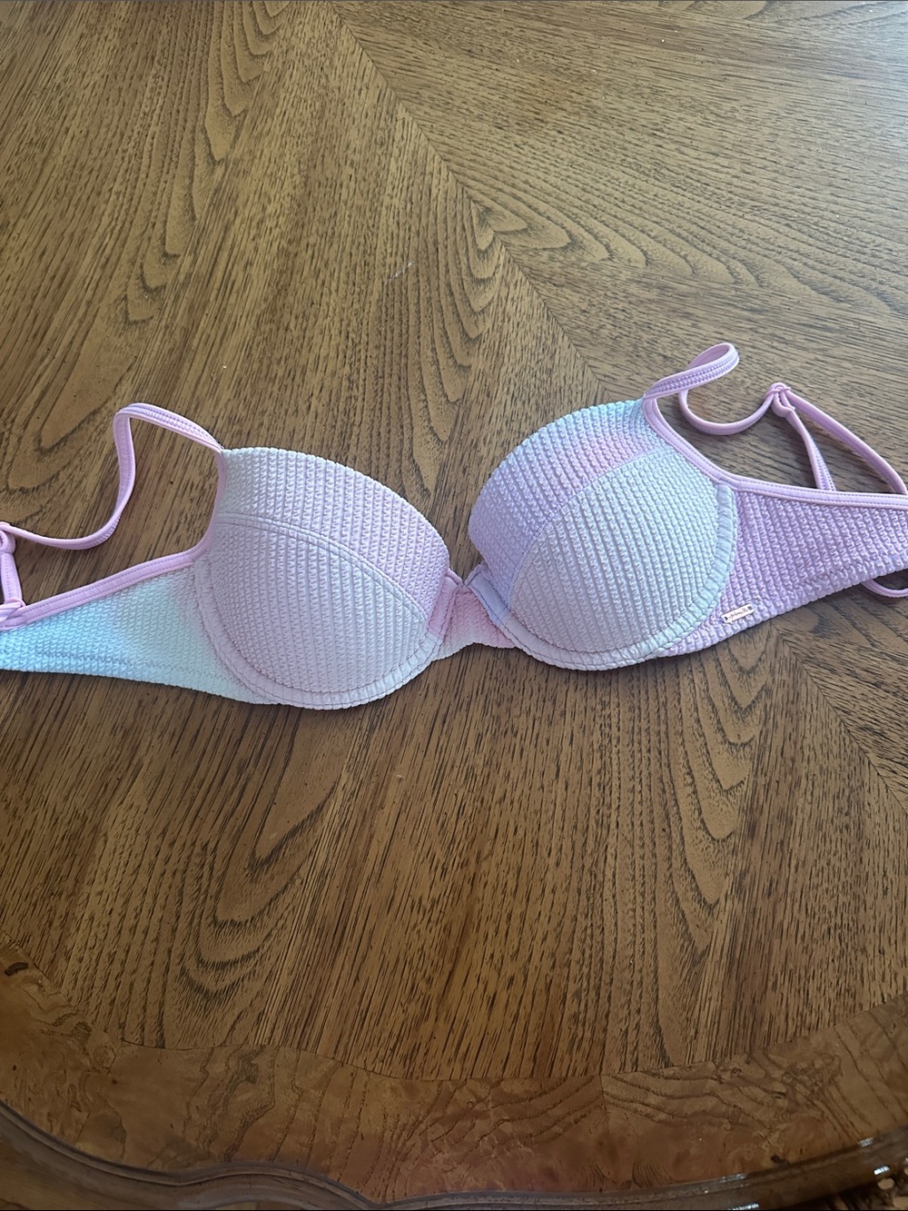 Women’s Light Pink Textured Push-Up Bikini Top